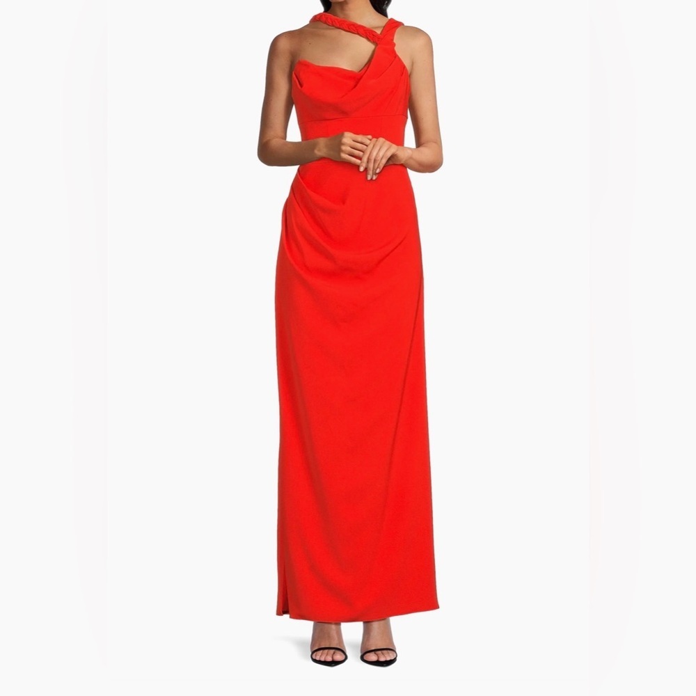 Black Halo Red One-Shoulder Maxi Dress
